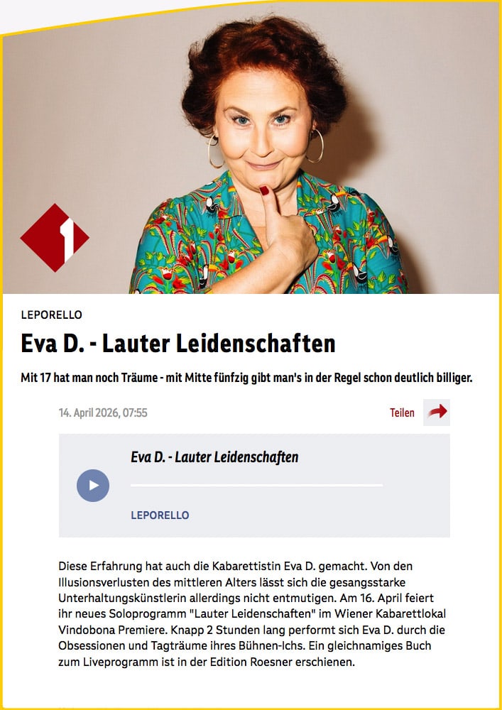 Eva D. im Ö1 Leporello am 14. April 2026